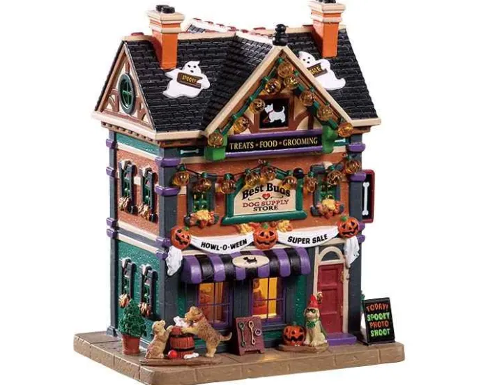 Lemax Spooky Town Houses<Lemax 95459 - Best Buds Dog Supply Store - Spooky Town Houses
