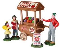 Lemax Spooky Town Figurines<Lemax 22108 - Candy Apple Cart, Set Of 5 - Spooky Town Halloween Village Figurines