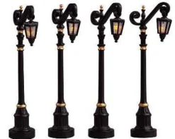 Lemax Misc. Accessories<Lemax 54313 - Colonial Street Lamp, Set Of 4 (4.5V) - Christmas Village Misc. Accessories
