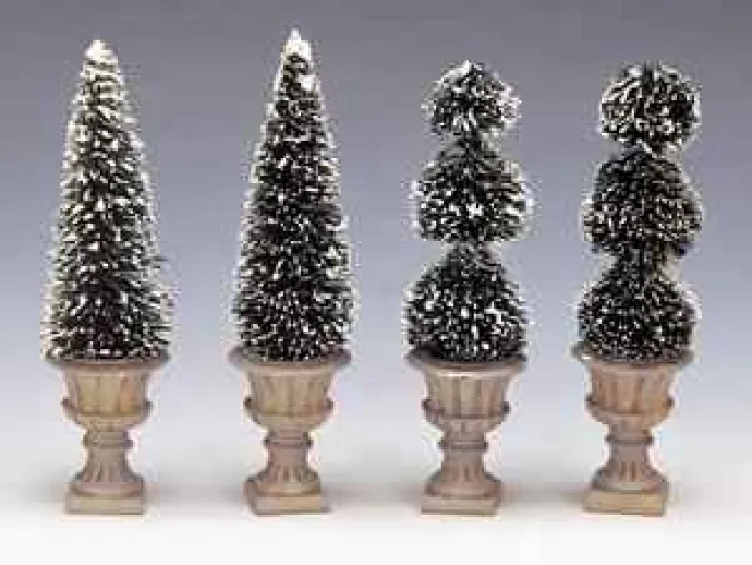 Lemax Trees<Lemax 34965 - Cone-Shaped & Sculpted Topiaries, Set Of 4 - Christmas Village Trees