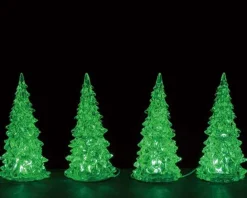Lemax Trees<Lemax 94518 - Crystal Lighted Tree, 3 Color Changeable, Small, Set/4, Battery-Operated (4.5-Volt) - Trees