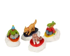 Lemax Figurines<Lemax 22121 - Dog Snow Saucer Fun, Set Of 4 - Christmas Village Figurines