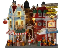 Lemax Facades<Lemax 25868 - Dutch Cheese Festival And Farmers Market, Battery-Operated (4.5-Volt) - Christmas Village Facades