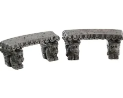 Lemax Spooky Town Accessories<Lemax 84370 - Gargoyle Stone Benches, Set Of 2 - Spooky Town Accessories