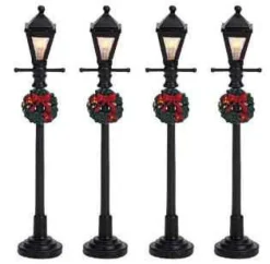 Lemax Misc. Accessories<Lemax 64498 - Gas Lantern Street Lamp, Set Of 4, Battery-Operated (4.5V) - Christmas Village Misc. Accessories