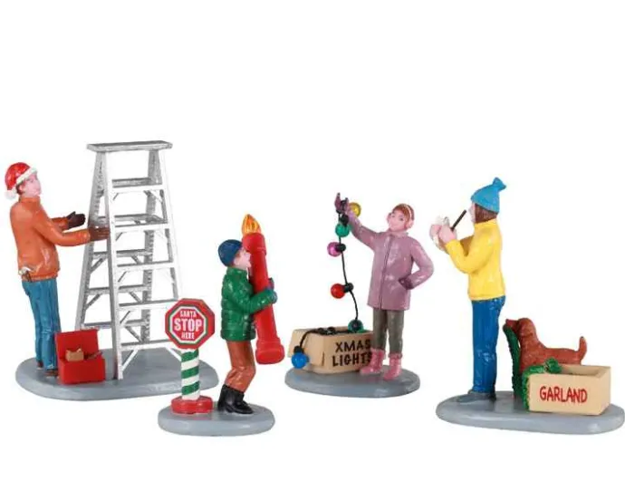 Lemax Figurines<Lemax 12030 - Getting Ready To Decorate, Set Of 4 - Figurines