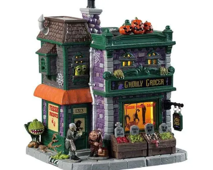 Lemax Spooky Town Houses<Lemax 95458 - Ghouly Grocer - Spooky Town Houses