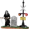 Lemax Spooky Town Accessories<Lemax 44746 - Grim Railway Switchman, Battery-Operated (4.5-Volt) - Spooky Town Halloween Village Accessories
