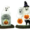 Lemax Spooky Town Accessories<Lemax 24934 - Happy Halloween Ghosts, Set Of 2, Battery-Operated (4.5-Volt) - Spooky Town Halloween Village Accessories