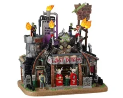 Lemax Spooky Town Houses<Lemax 25842 - Last Ditch Gas & Salvage, With 4.5-Volt Adaptor - Spooky Town Halloween Village Houses & Buildings