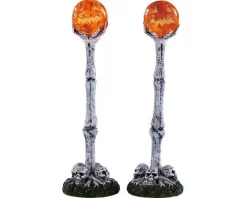 Lemax Spooky Town Accessories<Lemax 94490 - Lighted Lantern Bone Post, Set Of 2, Battery-Operated (4.5-Volt) - Spooky Town Accessories
