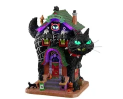 Lemax Spooky Town Houses<Lemax 15730 - Meow Mansion, Battery-Operated (4.5-Volt) - Spooky Town Halloween Village Houses & Buildings