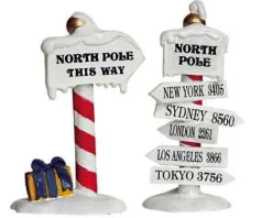 Lemax Misc. Accessories<Lemax 64455 - North Pole Signs, Set Of 2 - Christmas Village Misc. Accessories