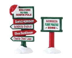 Lemax Santa's Wonderland<Lemax 74325 - North Pole Signs, Set Of 2 - Misc. Accessories