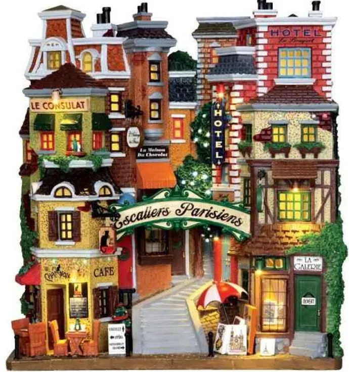 Lemax Facades<Lemax 25402 - Parisian Stairs, Battery-Operated (4.5V) - Christmas Village Facades