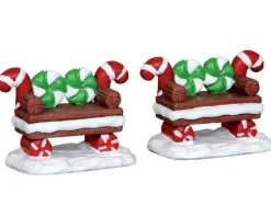 Lemax Misc. Accessories<Lemax 44812 - Peppermint Cookie Bench, Set Of 2 - Misc. Accessories