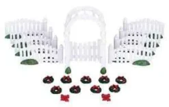 Lemax Misc. Accessories<Lemax 04233 - Plastic Arbor & Picket Fences With Decorations, Set Of 20 - Christmas Village Accessories