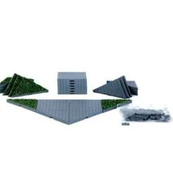 Lemax Landscape<Lemax 64109 - Plaza System (Grey, Triangle Grass) - 24 Pieces - Landscape