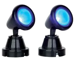 Lemax Electrical Accessories<Lemax 54945 - Round Spot Light, Blue, Set Of 2, Battery-Operated (4.5V) - Electrical Accessories
