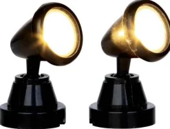 Lemax Misc. Accessories<Lemax 44756 - Round Spot Lights, Set Of 2, Battery-Operated (4.5V) - Christmas Village Misc. Accessories