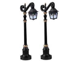 Lemax Spooky Town Accessories<Lemax 24987 - Skeleton Deco Lamp, Set Of 2, Battery-Operated (4.5-Volt) - Spooky Town Halloween Village Accessories