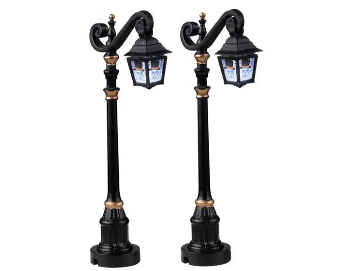 Lemax Spooky Town Accessories<Lemax 24987 - Skeleton Deco Lamp, Set Of 2, Battery-Operated (4.5-Volt) - Spooky Town Halloween Village Accessories
