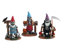 Lemax Spooky Town Accessories<Lemax 14832 - Skeleton Garden Gnomes, Set Of 3 - Spooky Town Accessories