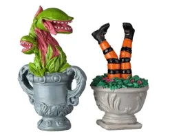 Lemax Spooky Town Accessories<Lemax 24946 - Spooky Planter Urns, Set Of 2 - Spooky Town Halloween Village Accessories