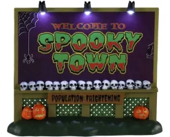 Lemax Spooky Town Accessories<Lemax 04710 - Spookytown Sign, Battery-Operated (4.5-Volt) - Spooky Town Accessories