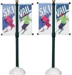 Lemax Misc. Accessories<Lemax 24496 - Street Pole Banner, Set Of 2 - Christmas Village Misc. Accessories