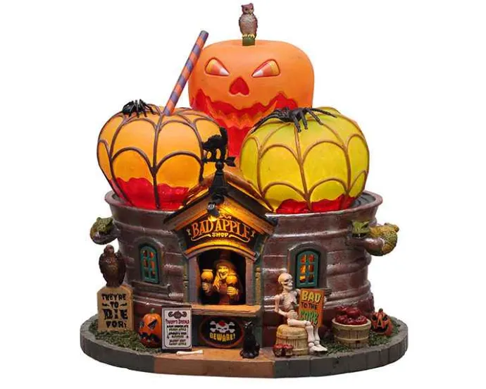 Lemax Spooky Town Houses<Lemax 15728 - The Bad Apple Shop, Battery-Operated (4.5V) - Spooky Town Houses