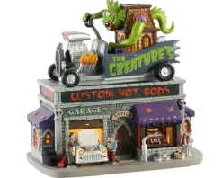 Lemax Spooky Town Houses<Lemax 05611 - The Creature's Custom Hot Rod Shop - Spooky Town Houses