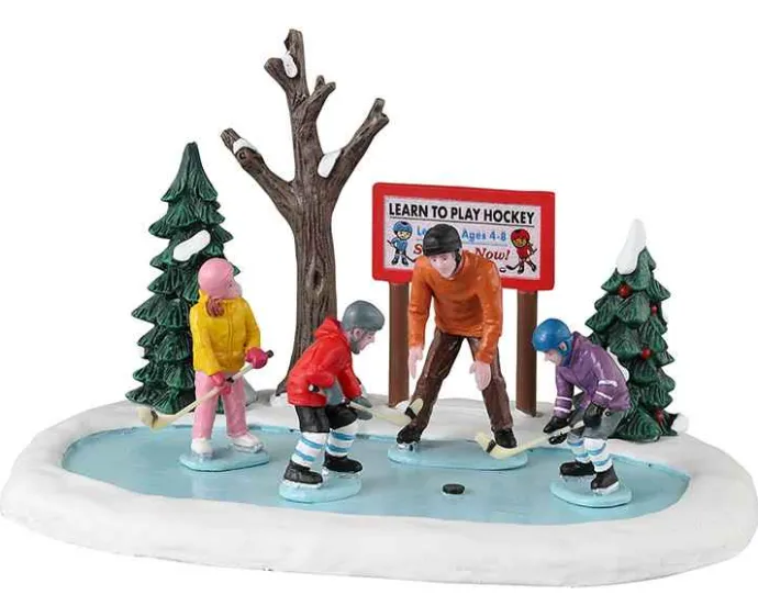 Lemax Table Pieces<Lemax 33623 - Tiny Tikes Hockey Lessons - Table Pieces