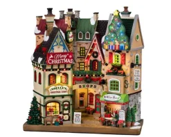 Lemax Facades<Lemax 15804 - Tis The Season Shops, Battery-Operated (4.5-Volt) - Christmas Village Facades