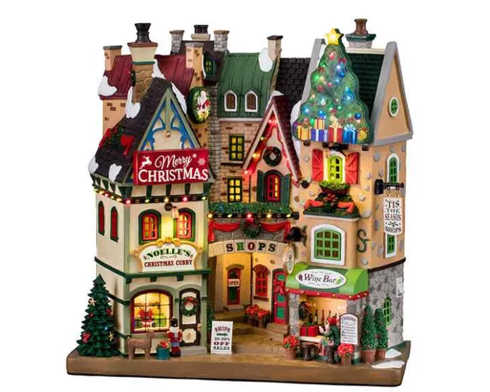 Lemax Facades<Lemax 15804 - Tis The Season Shops, Battery-Operated (4.5-Volt) - Christmas Village Facades