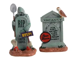 Lemax Spooky Town Accessories<Lemax 14831 - Tombstone Duo, Set Of 2 - Spooky Town Accessories