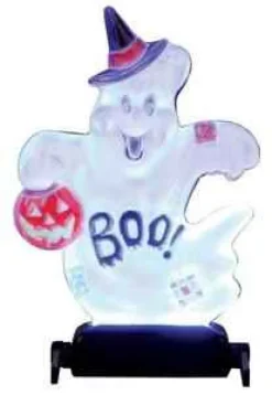 Lemax Spooky Town Accessories<Lemax 14353 - Yard Light - "Boo!" Ghost, Battery-Operated (4.5V) - Spooky Town Halloween Village Accessories